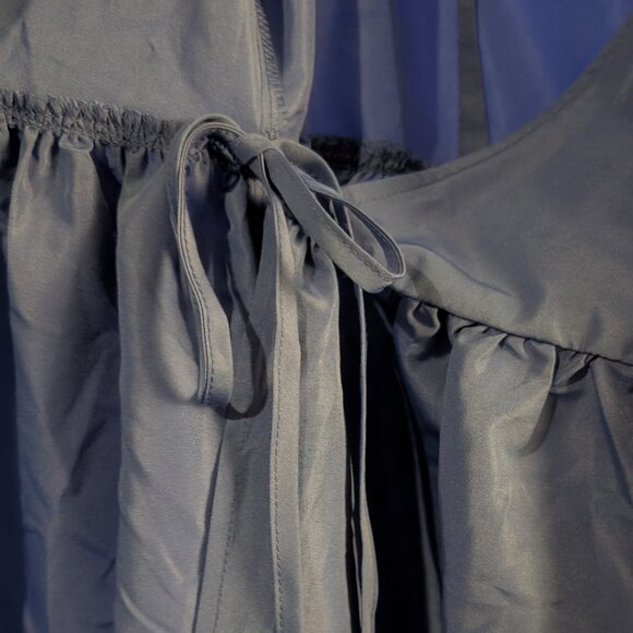 NWOT Monki Women Long Sleeve Midi Wrap Front Side Tie Dress Blue Size 38 (US 6) - Picture 9 of 15